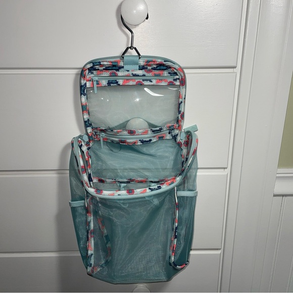Vera Bradley Mesh Hanging Shower Caddy Travel Toiletry "Water Geo" Retired NWOT - Picture 2 of 4